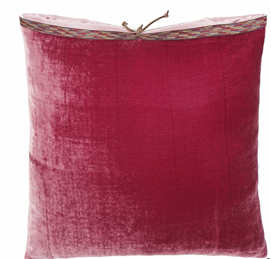 Silk Velvet Cushion, Raspberry