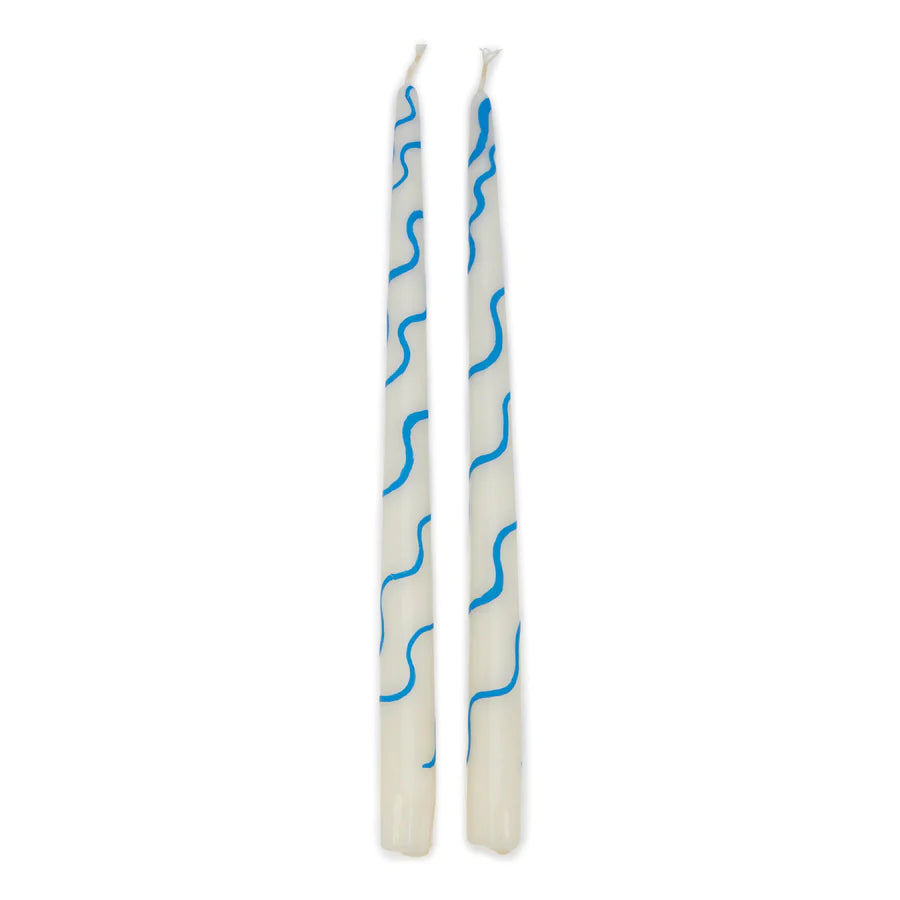 Squiggle Hand-Painted Candles, Set of 2