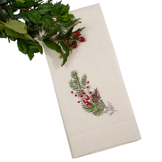 Natale Sprig Linen Guest Towel