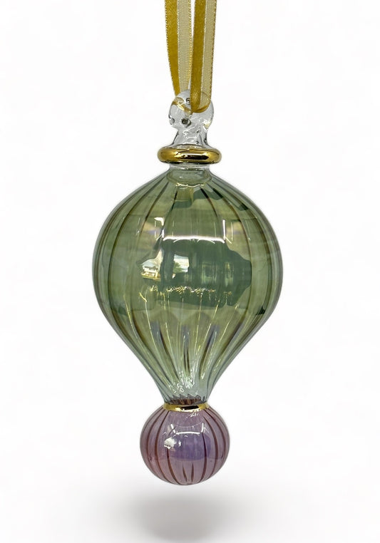 Teardrop Swirl Hand-Blown Glass Ornament