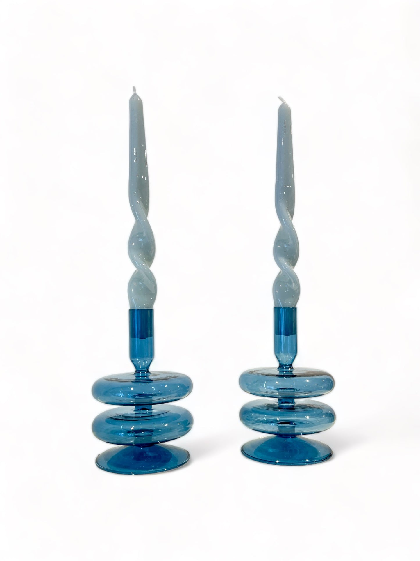 Teal Coloured Glass Candle Holder