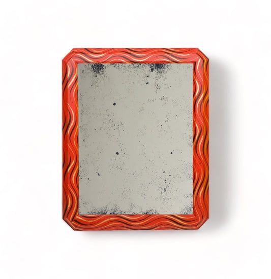 Hand-Painted Octagonal Mirror with Antiqued Mirrored Glass