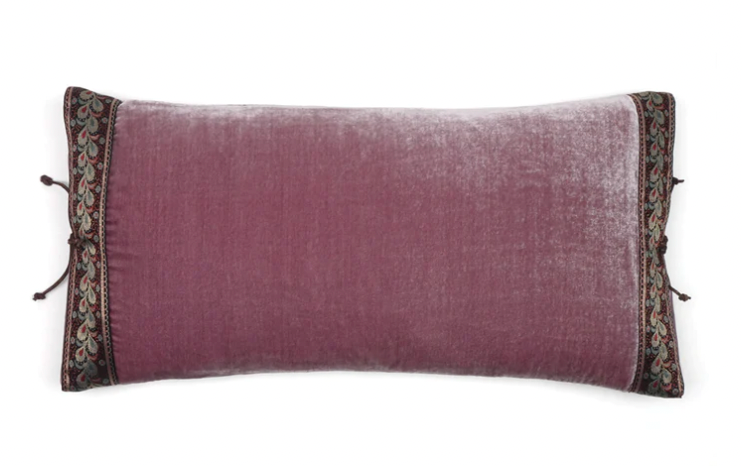 Silk Velvet Lumbar Cushion, Mauve