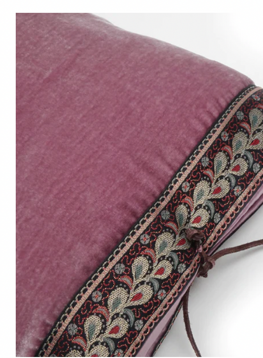 Silk Velvet Lumbar Cushion, Mauve