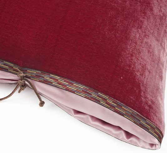 Silk Velvet Lumbar Cushion, Raspberry