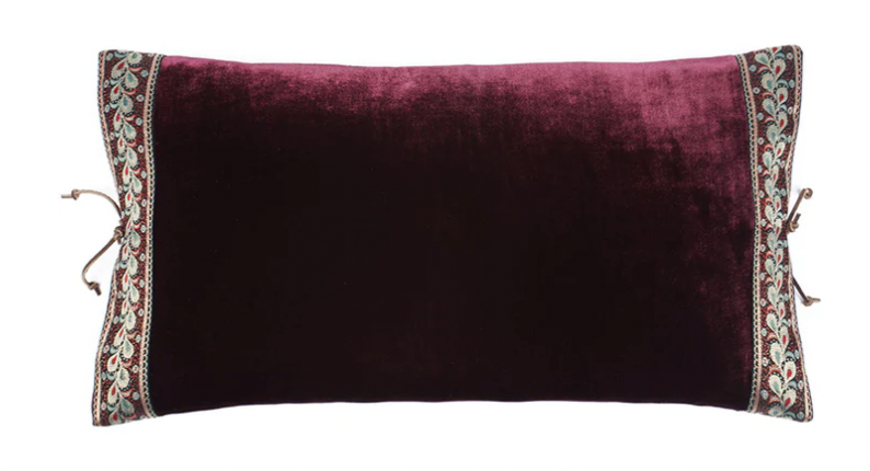Silk Velvet Lumbar Cushion, Bordeaux